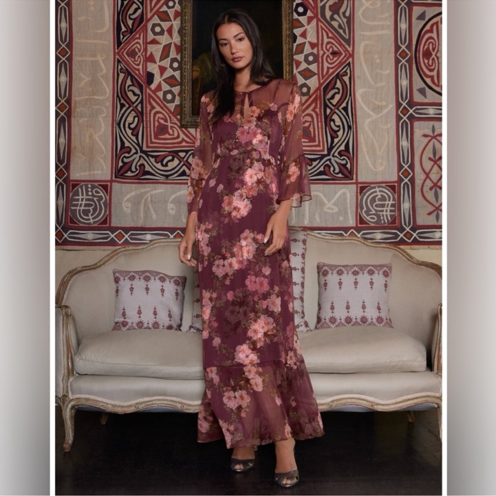 Floral Maxi Dress in Burgundy